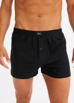 bonprix Boxershorts|Große Größen|Lockere Jersey Boxershorts aus Baumwolle (5er Pack) schwarz
