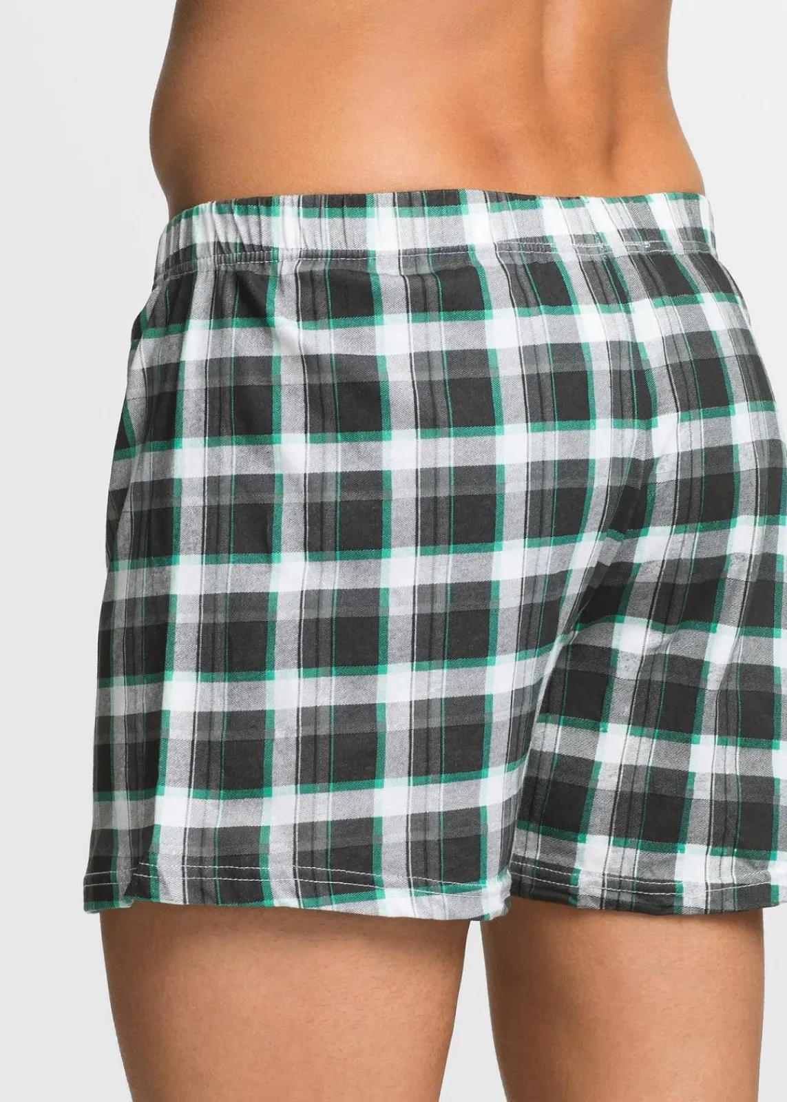bonprix Boxershorts|Große Größen|Lockere Jersey Boxershorts aus Baumwolle (3er Pack) kariert + grau
