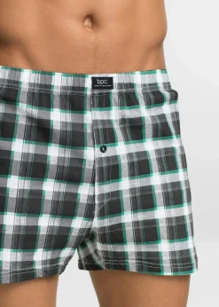 bonprix Boxershorts|Große Größen|Lockere Jersey Boxershorts aus Baumwolle (3er Pack) kariert + grau