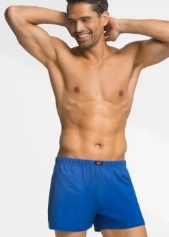 bonprix Wäsche|Große Größen|Lockere Jersey Boxershorts aus Baumwolle (3er Pack) schwarz + blau + rot