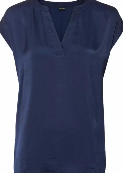 bonprix Bekleidung·Jacken & Mäntel|Blusen & Tuniken|Lockere Satin-Kurzarmtunika mit überschnittenen Schultern dunkelblau