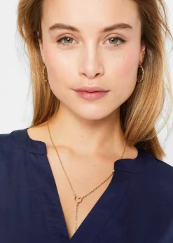 bonprix Bekleidung·Jacken & Mäntel|Blusen & Tuniken|Lockere Satin-Kurzarmtunika mit überschnittenen Schultern dunkelblau