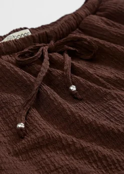bonprix Hosen|Shorts|Lockere Schlupf-Shorts aus strukturiertem Crêpe terrabraun