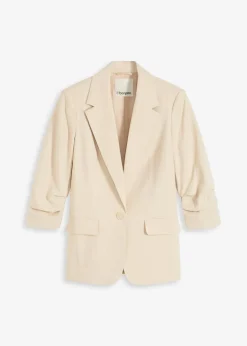 bonprix Blazer|Bekleidung·Basics|Lockerer 3/4-Arm-Blazer aus Viskose hellsand