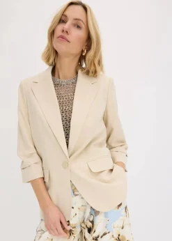 bonprix Blazer|Bekleidung·Basics|Lockerer 3/4-Arm-Blazer aus Viskose hellsand