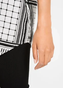 bonprix Bekleidung·Jacken & Mäntel|Blusen & Tuniken|Long- Tunika aus reiner Baumwolle schwarz/weiß gemustert