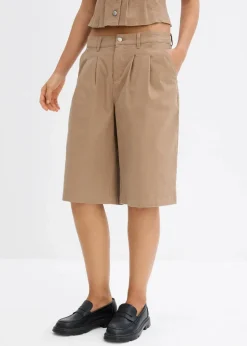 bonprix Bekleidung·Outdoorbekleidung|Bekleidung·Kleider|Long-Bermuda aus elastischem Baumwoll-Mix graubraun washed