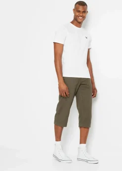 bonprix Hosen|Shorts|Long-Bermuda aus reiner Baumwolle Regular Fit oliv