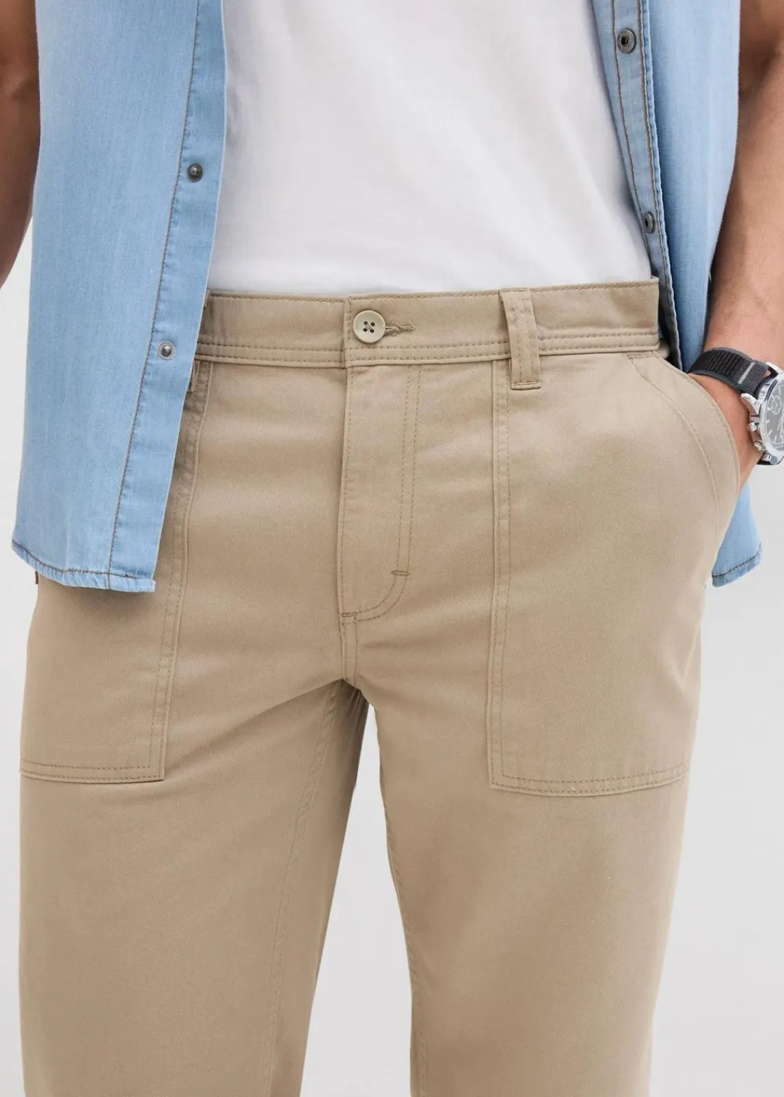 bonprix Große Größen|Shorts|Long-Bermuda aus reiner Baumwolle Regular Fit new khaki