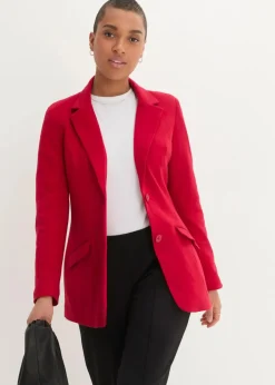bonprix Blazer|Nachhaltigere Materialien|Longblazer aus Baumwoll-Jersey chillirot