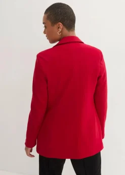 bonprix Blazer|Nachhaltigere Materialien|Longblazer aus Baumwoll-Jersey chillirot