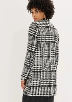bonprix Blazer|Bekleidung·Basics|Longblazer aus Bouclé schwarz/wollweiß kariert