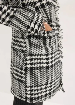bonprix Blazer|Bekleidung·Basics|Longblazer aus Bouclé schwarz/wollweiß kariert