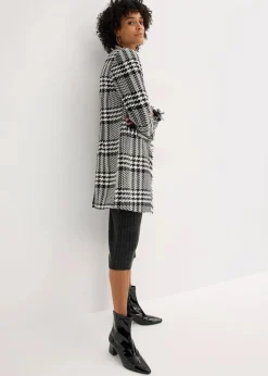 bonprix Blazer|Bekleidung·Basics|Longblazer aus Bouclé schwarz/wollweiß kariert