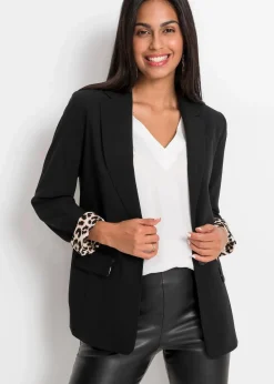 bonprix Bekleidung·Basics|Blazer|Longblazer aus fließendem Viskose-Mix schwarz