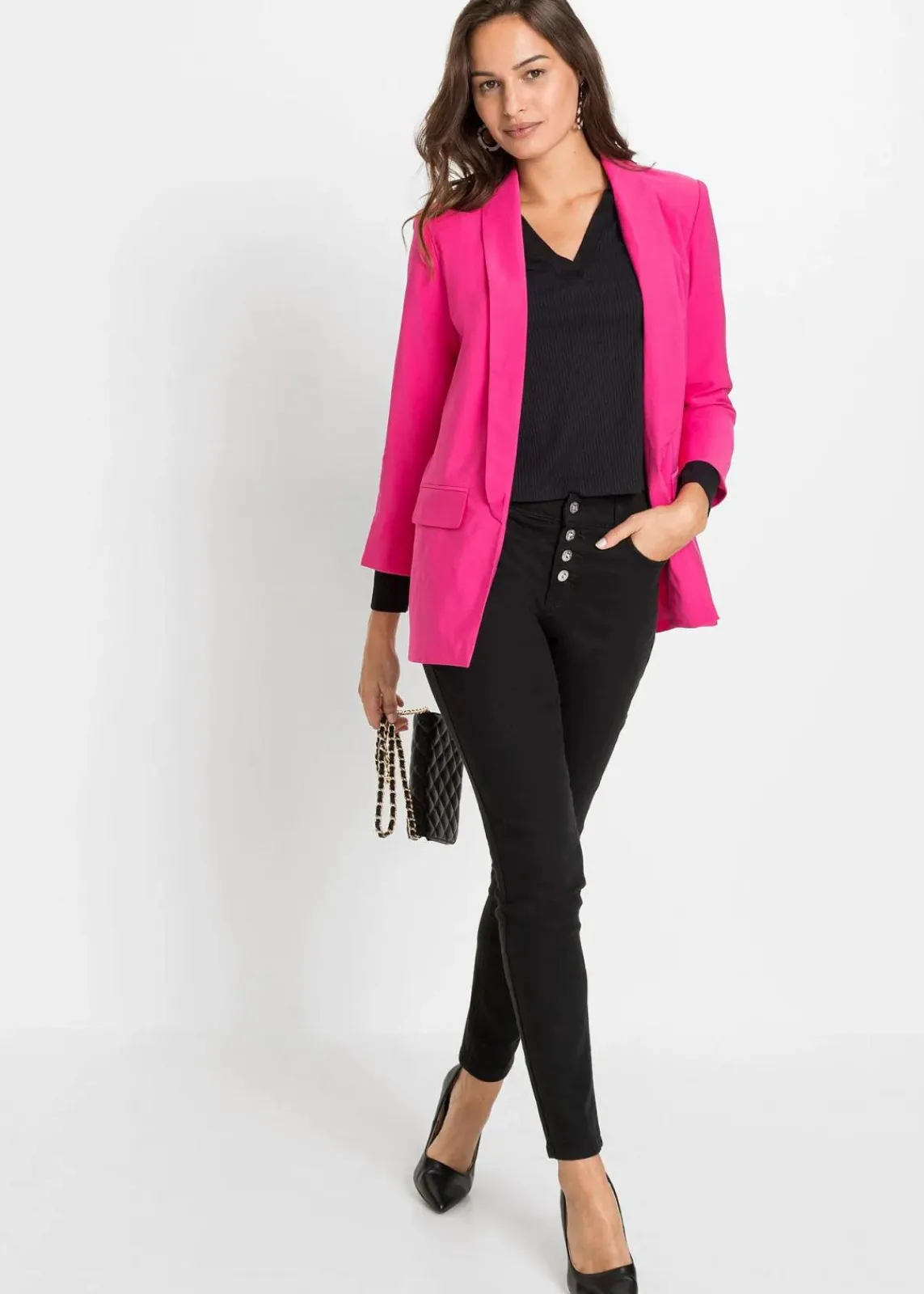 bonprix Blazer|Nachhaltigere Materialien|Longblazer aus Viskose-Mix pinklady