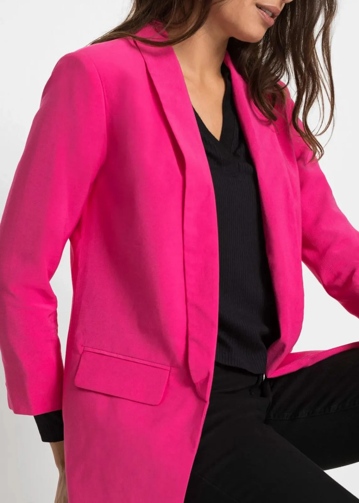 bonprix Blazer|Nachhaltigere Materialien|Longblazer aus Viskose-Mix pinklady