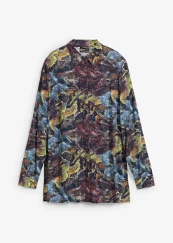 bonprix Bekleidung·Jacken & Mäntel|Blusen & Tuniken|Longbluse blau/grau schlange bedruckt