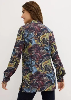 bonprix Bekleidung·Jacken & Mäntel|Blusen & Tuniken|Longbluse blau/grau schlange bedruckt