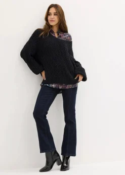 bonprix Bekleidung·Jacken & Mäntel|Blusen & Tuniken|Longbluse blau/grau schlange bedruckt