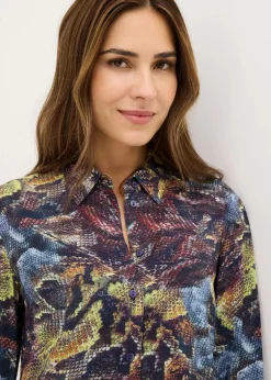bonprix Bekleidung·Jacken & Mäntel|Blusen & Tuniken|Longbluse blau/grau schlange bedruckt
