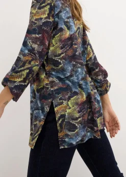 bonprix Bekleidung·Jacken & Mäntel|Blusen & Tuniken|Longbluse blau/grau schlange bedruckt