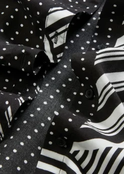 bonprix Bekleidung·Jacken & Mäntel|Blusen & Tuniken|Longbluse schwarz / weiß graphisch bedruckt