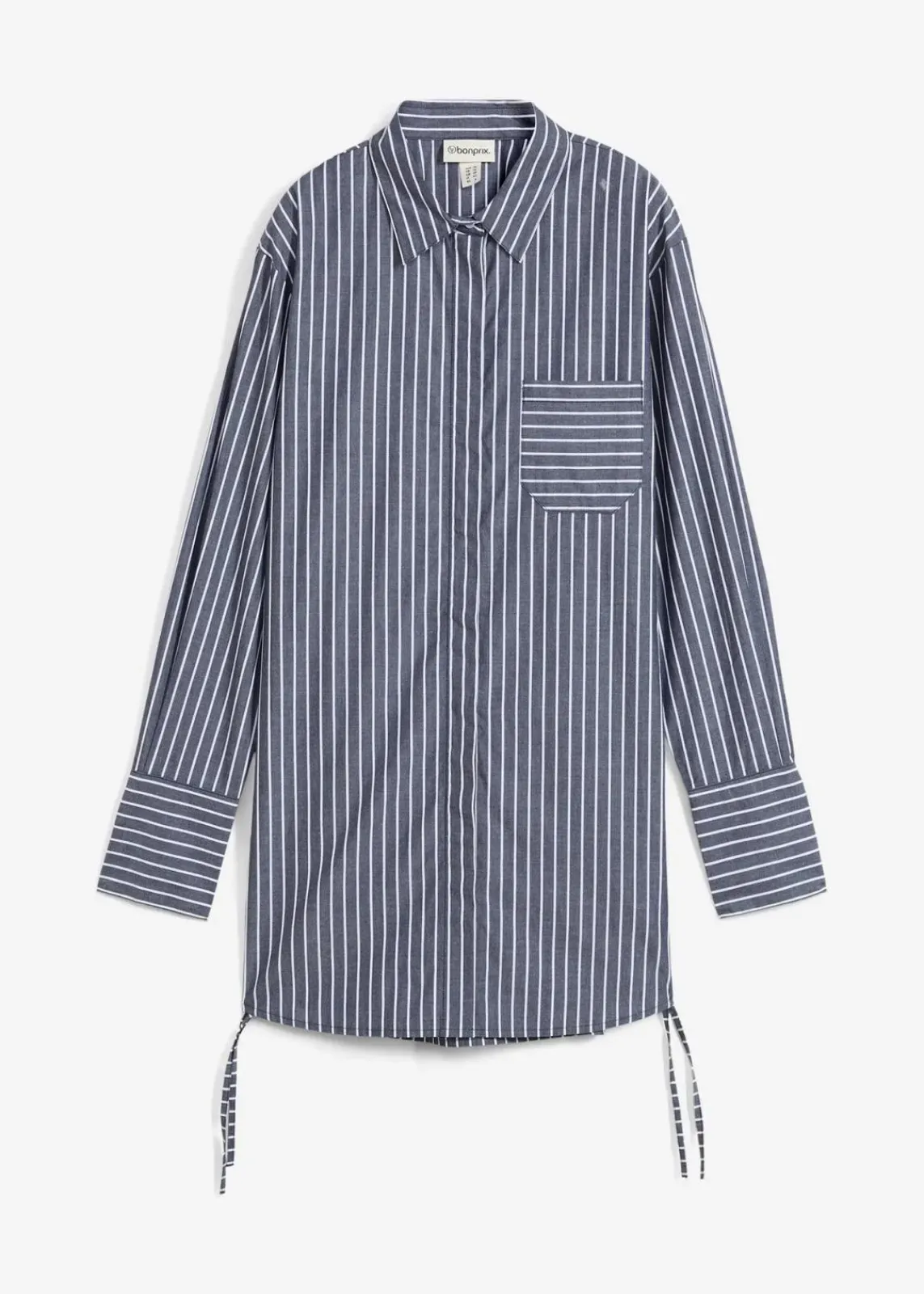 bonprix Bekleidung·Jacken & Mäntel|Blusen & Tuniken|Longbluse aus reiner Baumwolle dunkelblau/weiß gestreift