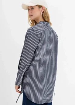 bonprix Bekleidung·Jacken & Mäntel|Blusen & Tuniken|Longbluse aus reiner Baumwolle dunkelblau/weiß gestreift