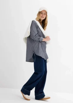 bonprix Bekleidung·Jacken & Mäntel|Blusen & Tuniken|Longbluse aus reiner Baumwolle dunkelblau/weiß gestreift