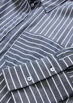 bonprix Bekleidung·Jacken & Mäntel|Blusen & Tuniken|Longbluse aus reiner Baumwolle dunkelblau/weiß gestreift