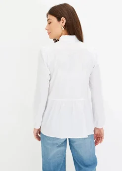 bonprix Bekleidung·Jacken & Mäntel|Blusen & Tuniken|Longbluse aus Baumwoll-Mix weiß