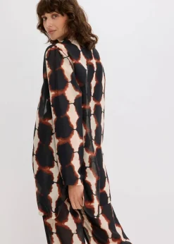 bonprix Zweiteiler & Sets|Blusen & Tuniken|Longbluse mit Batik-Print schwarz/beige bedruckt