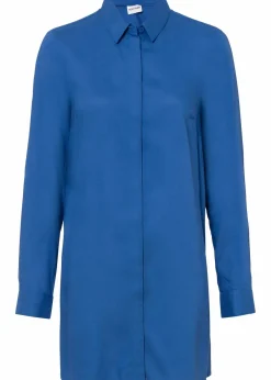 bonprix Blusen & Tuniken|Nachhaltigere Materialien|Longbluse mit Schlitz aus fließender Viskose arktikblau