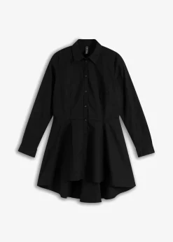 bonprix Bekleidung·Jacken & Mäntel|Blusen & Tuniken|Longbluse mit Volant schwarz