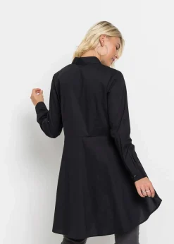 bonprix Bekleidung·Jacken & Mäntel|Blusen & Tuniken|Longbluse mit Volant schwarz