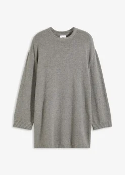 Long-Feinstrickpullover mit Seitenschlitzen aus Viskose-Mix|bonprix Discount