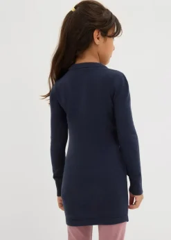 bonprix Mädchen 2-8 Jahre·Sweat & Strick|Long-Feinstrickpullover mit Pailletten dunkelblau