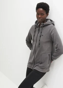 bonprix Jacken & Mäntel|Sweat|Long-Fleecejacke mit Reißverschluss-Taschen schiefergrau