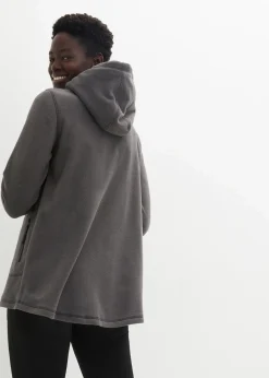 bonprix Jacken & Mäntel|Sweat|Long-Fleecejacke mit Reißverschluss-Taschen schiefergrau