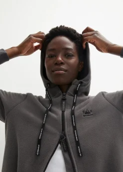bonprix Jacken & Mäntel|Sweat|Long-Fleecejacke mit Reißverschluss-Taschen schiefergrau