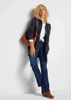 bonprix Bekleidung·Blusen & Tuniken|Sweat|Long-Kapuzen-Sweatjacke dunkelblau