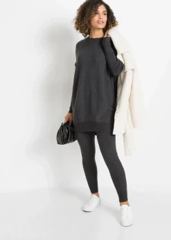 bonprix Strickmode|Pullover & Strickjacken|Long-Pullover aus Viskose-Mix anthrazit meliert