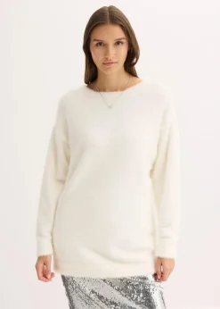 bonprix Bekleidung·Umstandsmode|Bekleidung·Jeans|Longpullover aus weichem Federgarn wollweiß