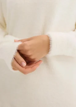 bonprix Bekleidung·Umstandsmode|Bekleidung·Jeans|Longpullover aus weichem Federgarn wollweiß