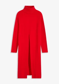 bonprix Bekleidung·Umstandsmode|Strickmode|Longpullover mit Schlitz tomatenrot