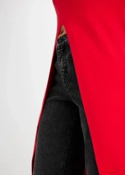 bonprix Bekleidung·Umstandsmode|Strickmode|Longpullover mit Schlitz tomatenrot