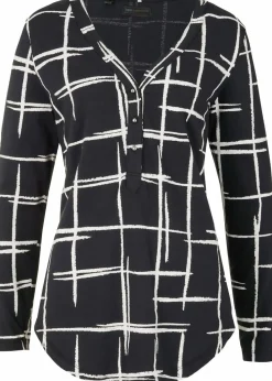 bonprix Shirts & Tops|Longshirt schwarz/weiß