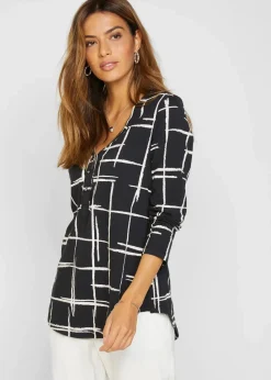 bonprix Shirts & Tops|Longshirt schwarz/weiß