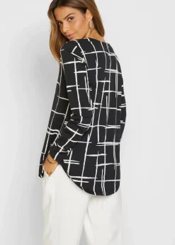 bonprix Shirts & Tops|Longshirt schwarz/weiß